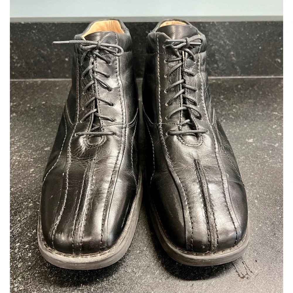 Bata Men's Black Leather Lace Up Dress Boot‎ Sz 41 (US 8) Made In Italy